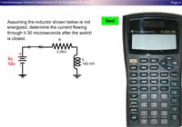 Instantaneous Current Calculations of an Energizing RL Circuit (Calculator TI-30XIIS) 