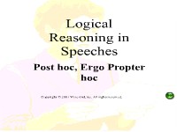 Logical Reasoning in Speeches - Post hoc, Ergo Propter hoc
