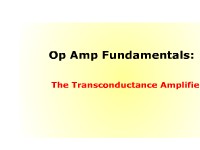 Op Amp Fundamentals: The Transconductance Amplifier